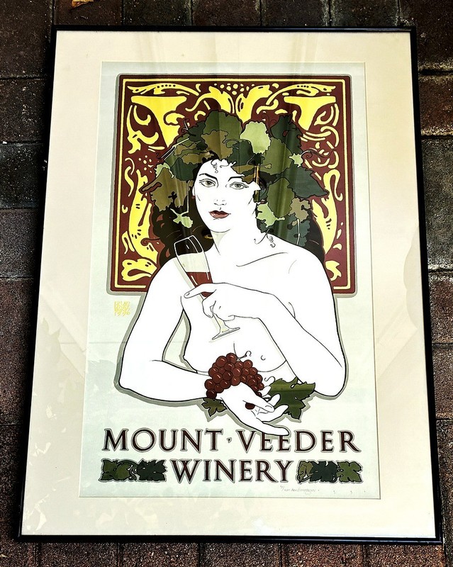 DAVID LANCE GOINES 1996 Signed Poster «Mount Veeder Winery» #91/150 Framed