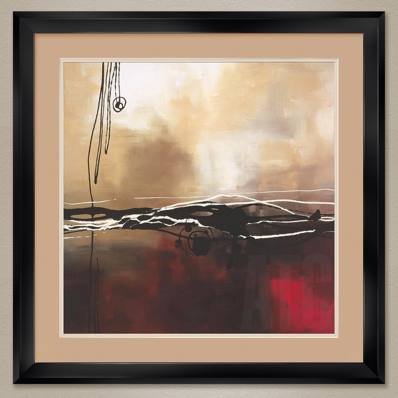 32W»x32H»: SYMPHONY IN RED I by LAURIE MAITLAND – DOUBLE MATTE, GLASS and FRAME