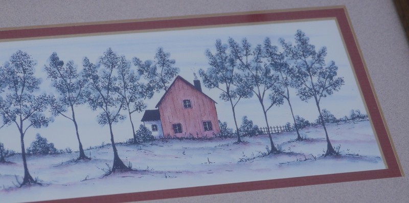 M.B. FREY SIGNED & NUMBERED FRAMED PRINT OF FARM SCENE, HOUSE, BARN, TREES gallery