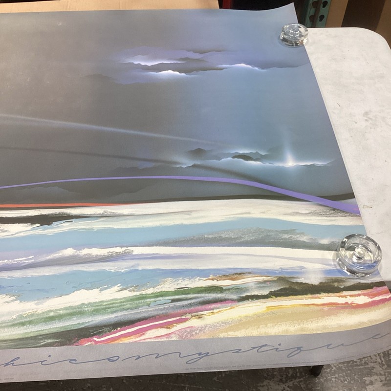 Vintage 1986 Elba Alvarez Abstract Art Stormy Skies Poster Print - 58x38” gallery