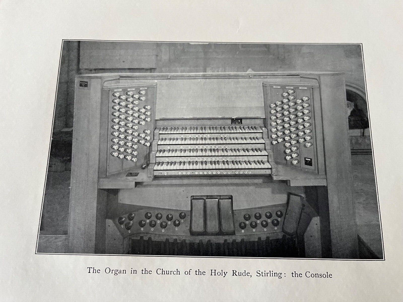 1940 print - the organ on the church of the holy rude . stirling : the console gallery