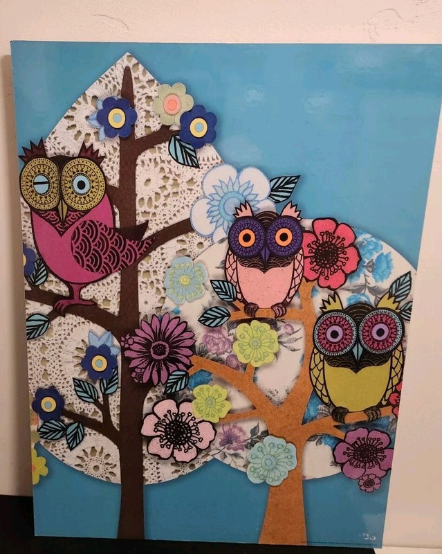 Vintage 1999 IKEA SOLMYRA OWL 15246 Ready To Hang 20″x27½» Helen Musselwhite EUC