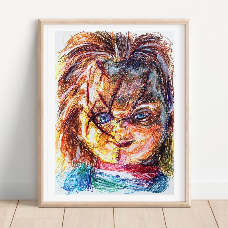 Chucky Ballpoint Pen Print, Chucky Art Poster