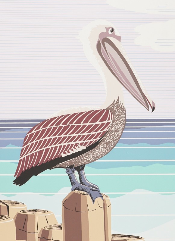 1983 Morry Seltzer Serigraph on Paper Pelican Pelicans Bird Birds Ocean Print gallery