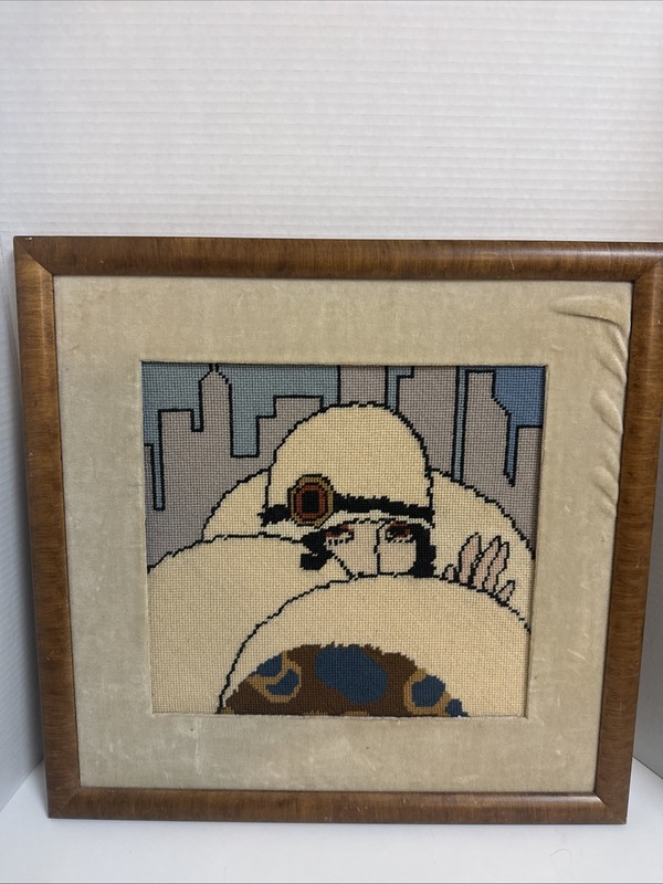 Vintage Art Deco Inspired 20s VOGUE/flapper Framed 18.5 X 18 Needlepoint