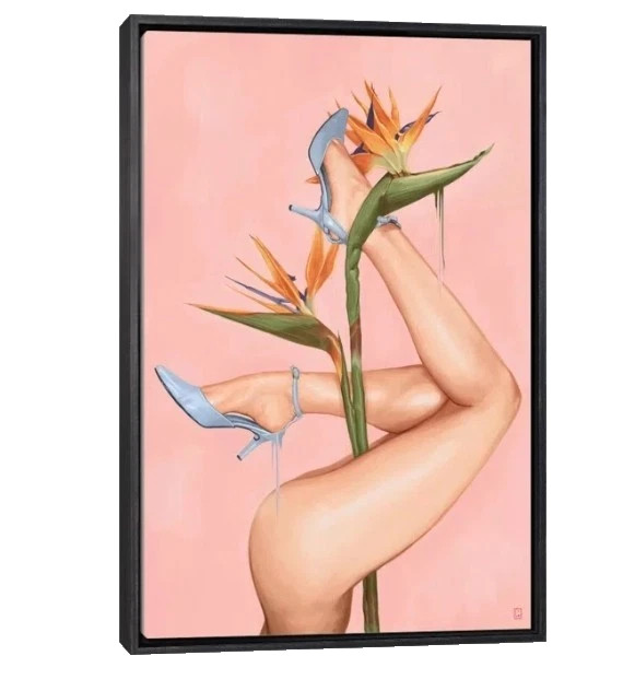 Bird of Paradise Flower Woman Legs Alexander Grahovsky Art Block Framed 18″x24″