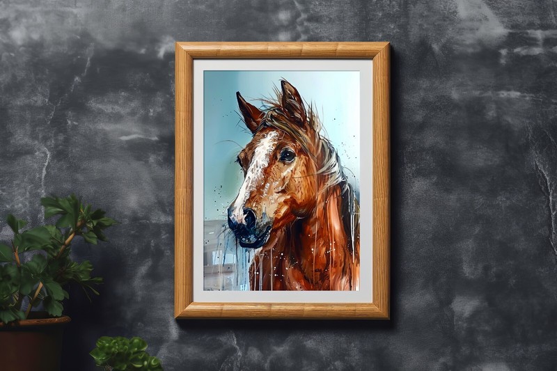 Chestnut Horse Ink Watercolor 5"x7" Print on Matte Paper | Equine Art gallery