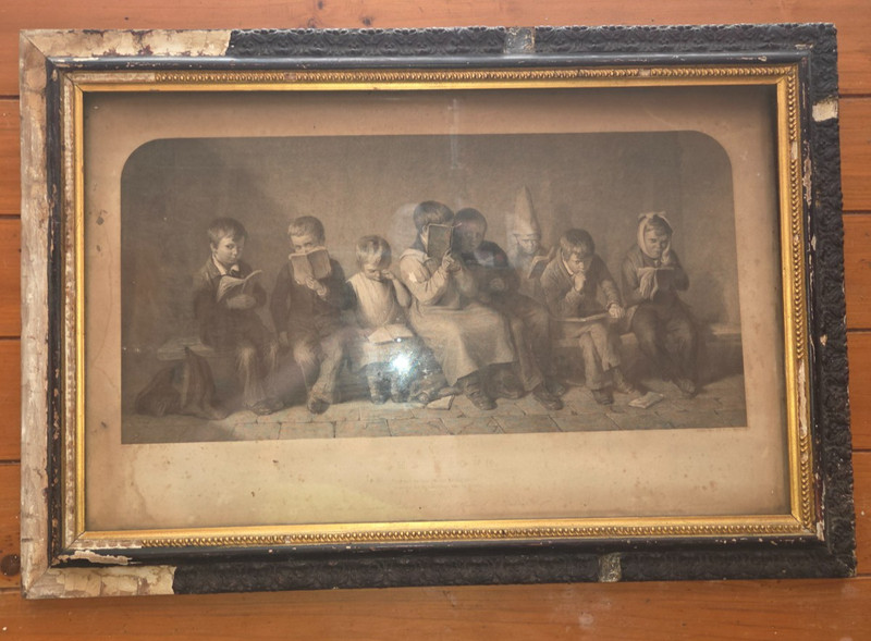 Antique Lithograph Engraving» The Frown» W. D. Taylor, E. Bicknell, T. W.Norman