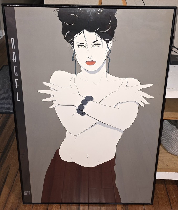Vintage Patrick Nagel Graphics Poster Jeane Jennifer Dumas 1990 Framed 24x36in