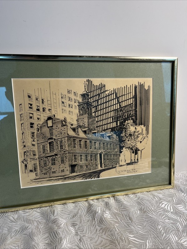 RE Kennedy Boston Old State House Framed Print 1972 Massachusetts 16×12”