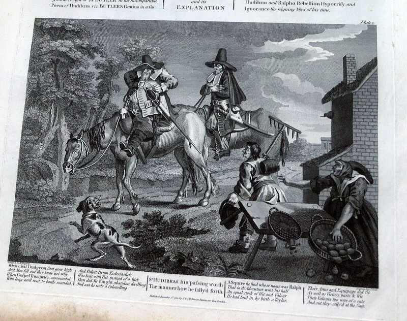 1801 After William Hogarth Engraving HUDIBRAS PLATE 1 & 2 on 1 sheet Thomas Cook gallery