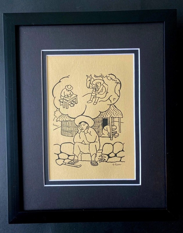DIEGO RIVERA ORIGINAL 1931 SIGNED ON THE PLATE VINTAGE PRINT MATTED TO 8X10