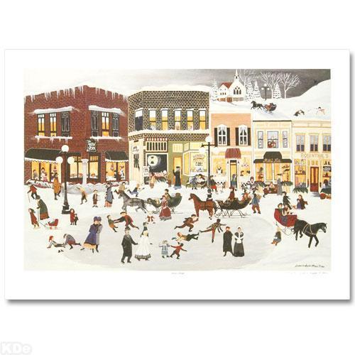 Folk Art Print by Deneille Moes SKATERS DELIGHT - Winter Ice Skating gallery