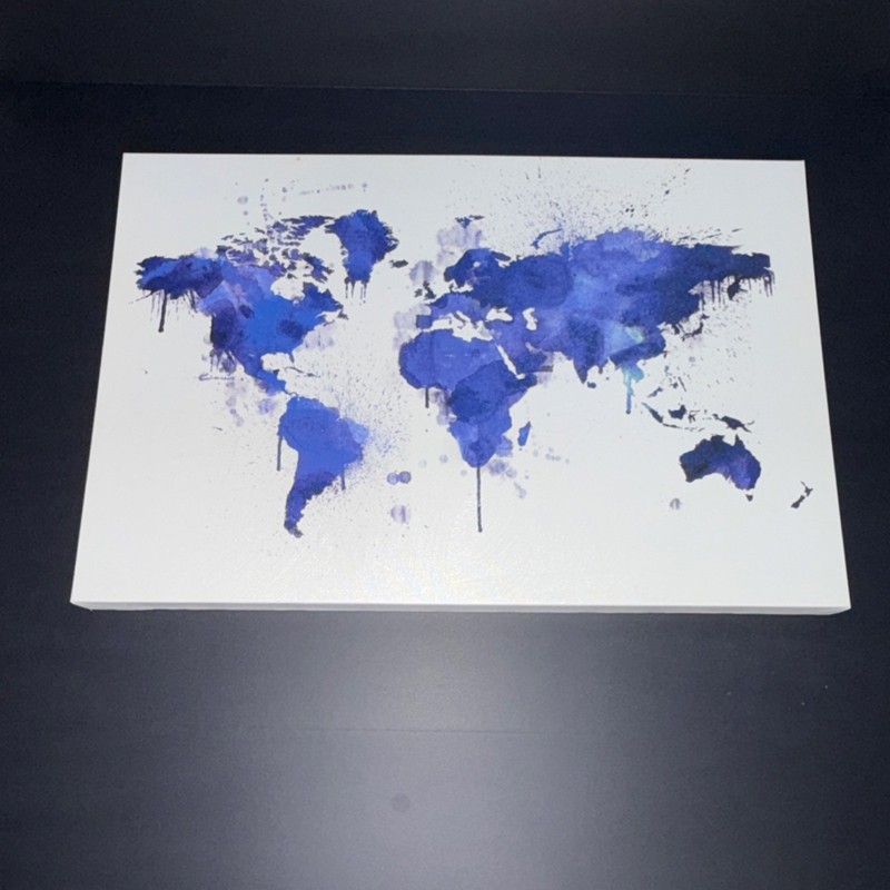 Blue Abstract World Map Canvas Print, Abstract, Maps, Landscape, 20×12″