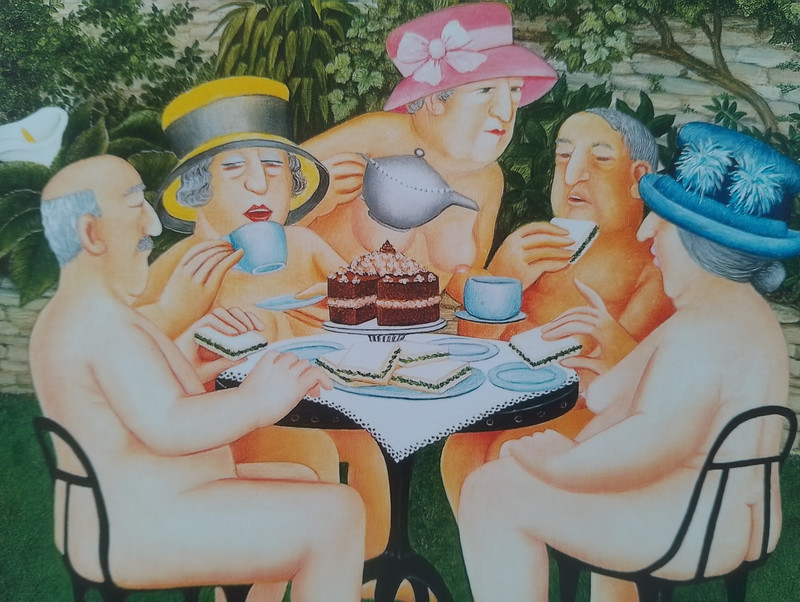 Beryl Cook - Eating Cake - Naked !! print FRAMED gallery