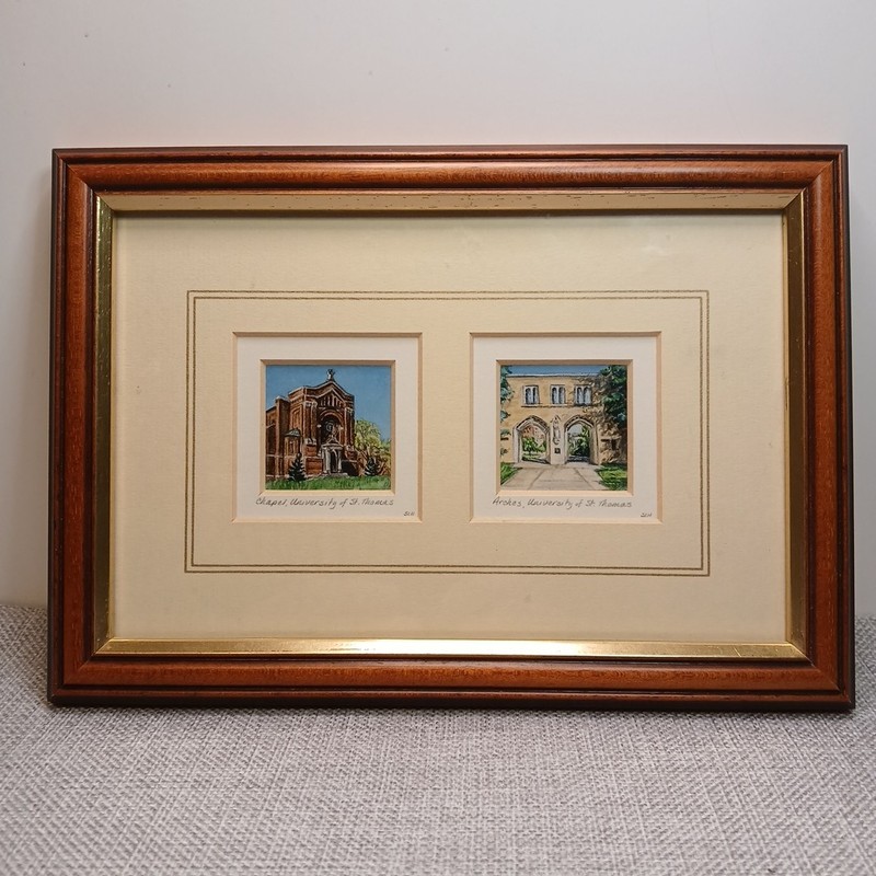 Artwork (2) by Global Miniatures Ltd Framed Chapel & Arches University St Thomas