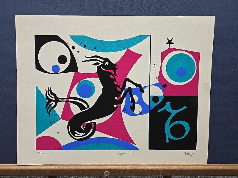 T. Sayer Signed & Numbered Serigraph «Capricorn» 84/200 13″×16″ Zodiac Sign 1970