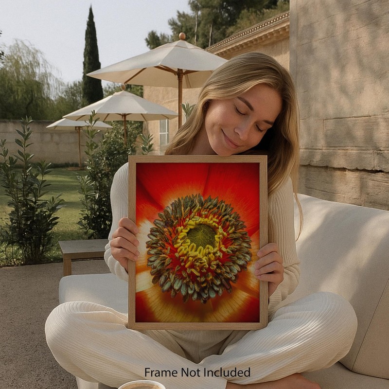 Botanical Fiery Bloom Center Macro Flower 8x10 Floral Print Wall Art Poster gallery
