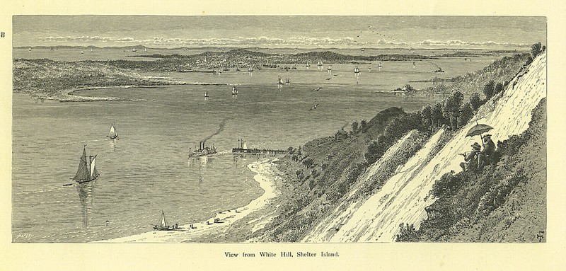 SHELTER ISLAND, View from White Hill, Long Island, NY by Harry Fenn 1872 antique