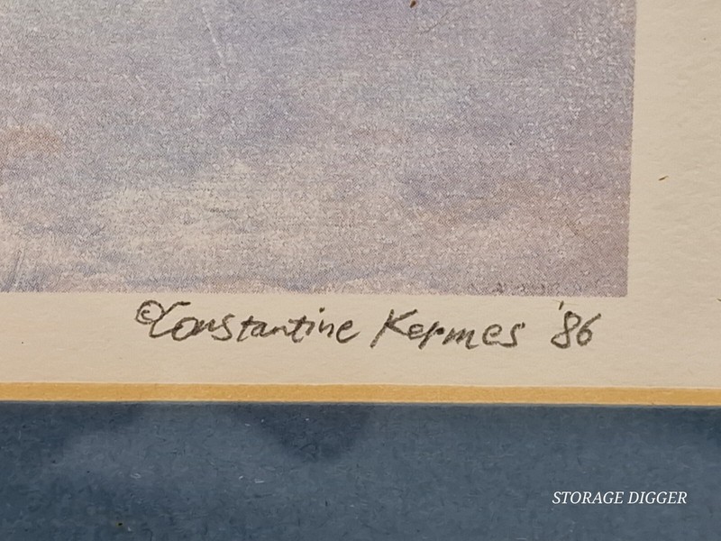 VTG Constantine Kermes 86 Amish Family Print Quiet World 63/200 Framed 14.5x11" gallery