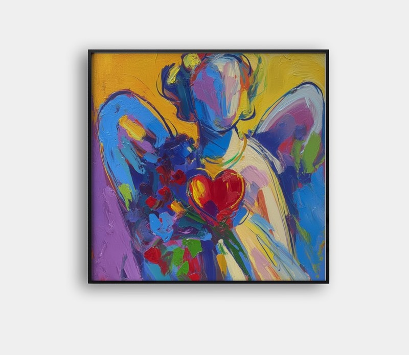 Angel with Heart Framed 24x24 Giclée Art Print Ltd 1/25 Signed COA Rombley V49