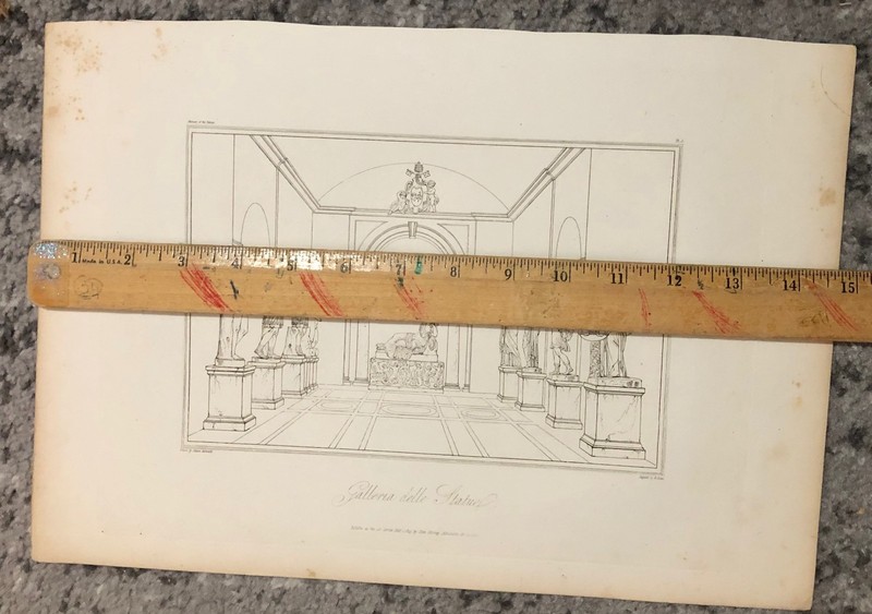 Hakewill Copper Engraving 1820 | Italy Galleria delle Statue Art Etching Antique gallery