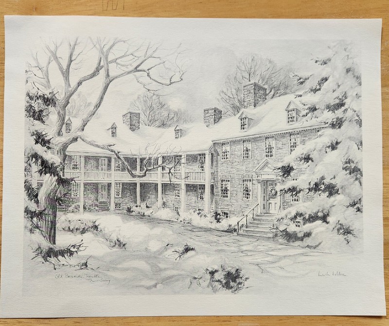 Old Barracks Trenton NJ Lucille Hobbie Print Litho Pencil Drawing 14 x 11 1970s