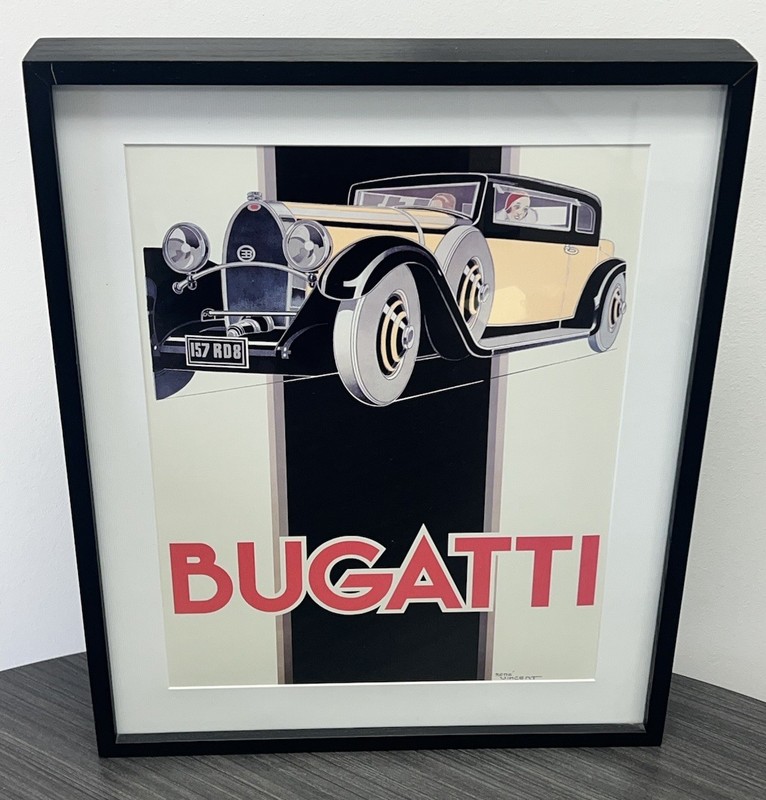 Bugatti 1930 Art Deco Poster – René Vincent – Framed Automotive Print