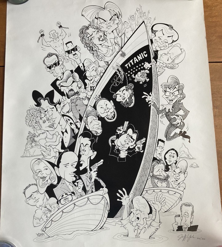 John York Hand Drawn MovieCharactures 23” x 31” Picture #44/300 Signed by Artist gallery