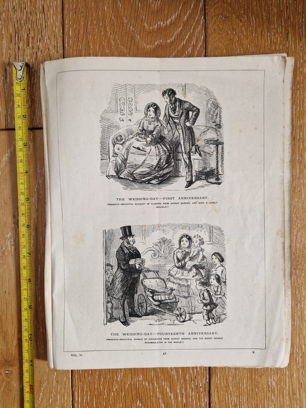 1886 Antique Victorian Illustration Print Wedding / Anniversary Original Punch