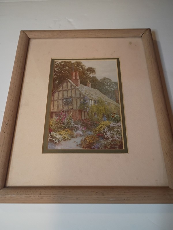 Vtg. Fine Art Print " By The Cottage Door" Arthur Claude Strachan Style 4554