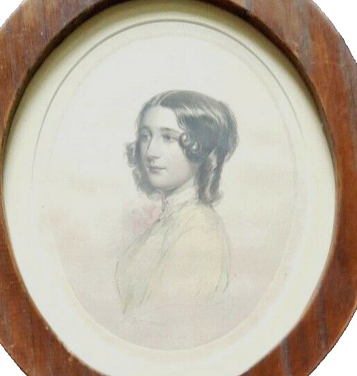 19th Century Watercolor Portrait on Paper MRS FRENCH by Charles Martin 1820-1906 gallery