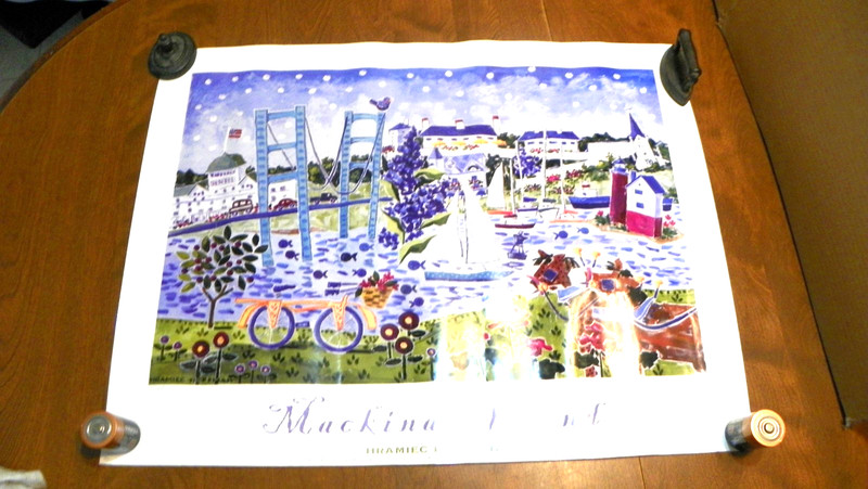 vtg print of Mackinac Iland 125/1000, 25 1/4" x 19" picture 21 3/4'' x 14 1/2'' gallery