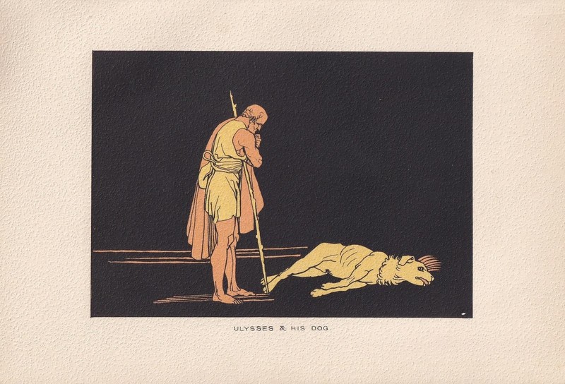 1880 ULYSSES & HIS DOG Print – Greek Myth Wall Art – 7.5 x 5 Inches
