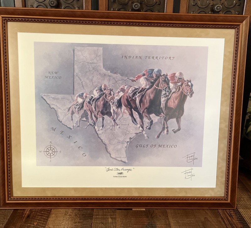 Fred Stone Signed “Lone Star Passage” Lone Star Park Racing Texas Framed