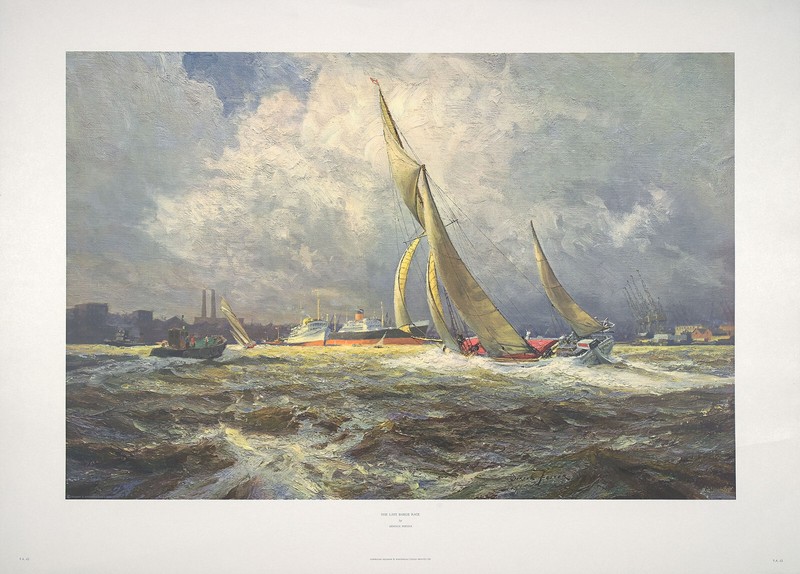 DERYCK FOSTER XRare Vintage c1964 Halftone Litho Guild Print THE LAST BARGE RACE