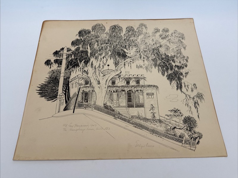 1947 RARE EVELYN CURRO SAN FRANCISCO HUMPHREYS HOUSE SIGNED 13×15