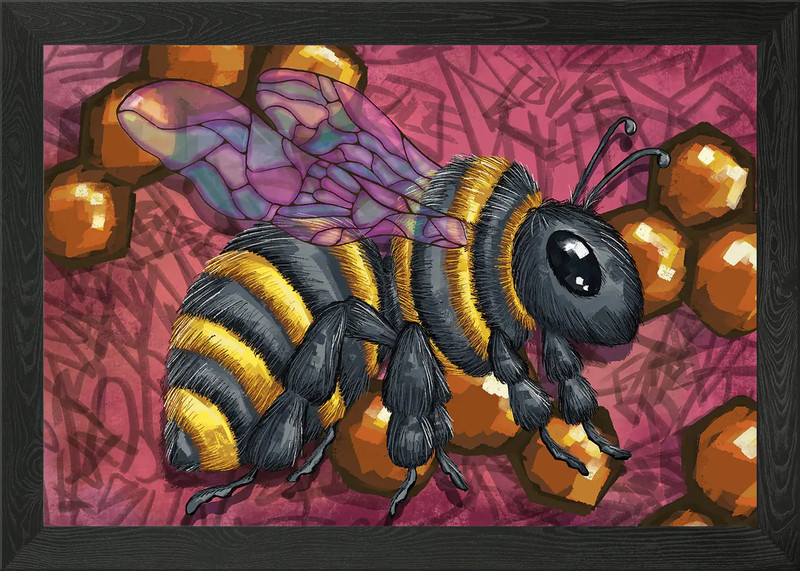Bee and honeycomb 3 Framed Wall Art Poster Canvas Print Picture