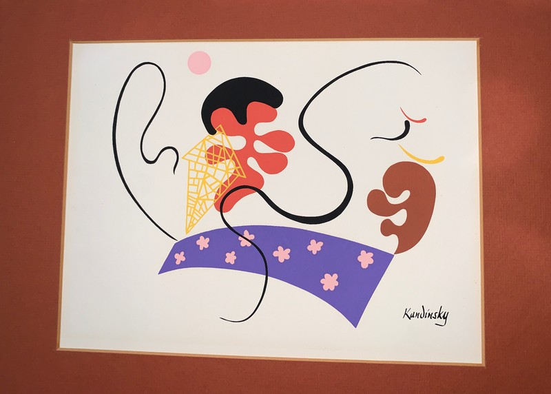 Vasily Kandinsky Balancing Act Modern Classic Series Hand Silkscreen, framed