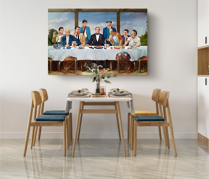 Last Supper Mafia Criminals Meeting Vito Corleone Canvas Print Art Décor gallery