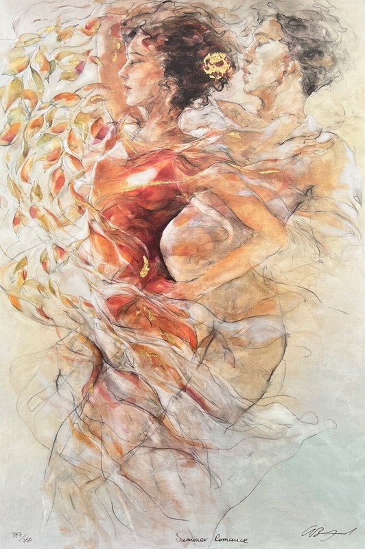 Gary Benfield SUMMER ROMANCE Hand Signed Limited Edition Serigraph Art 25″ x 17″