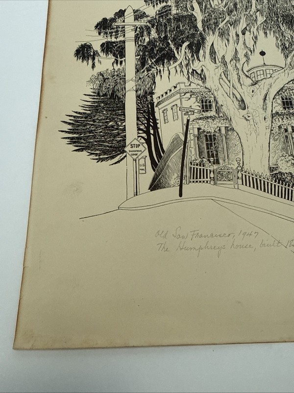 1947 RARE EVELYN CURRO SAN FRANCISCO HUMPHREYS HOUSE SIGNED 13x15 gallery