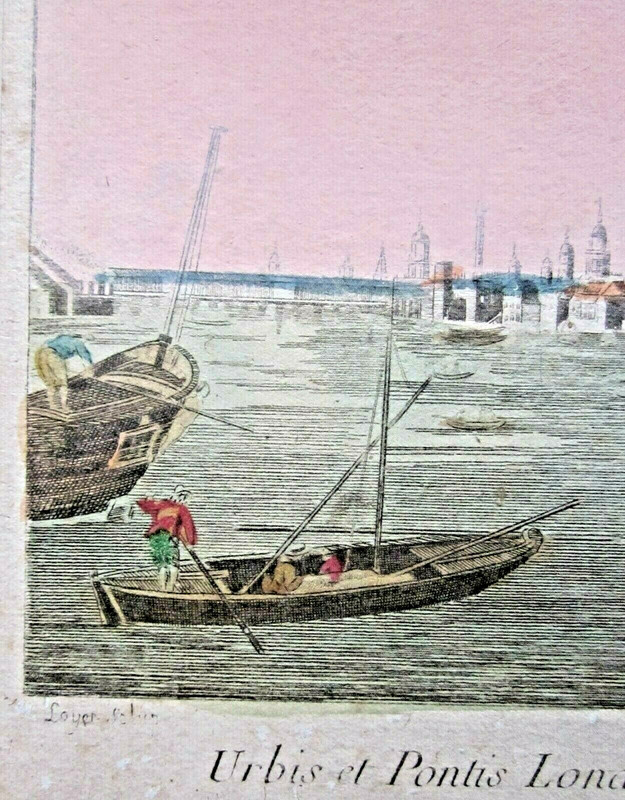 c1780 Vue d'Optique Panorama City Thames London Bridge St Pauls Ships Daumont gallery