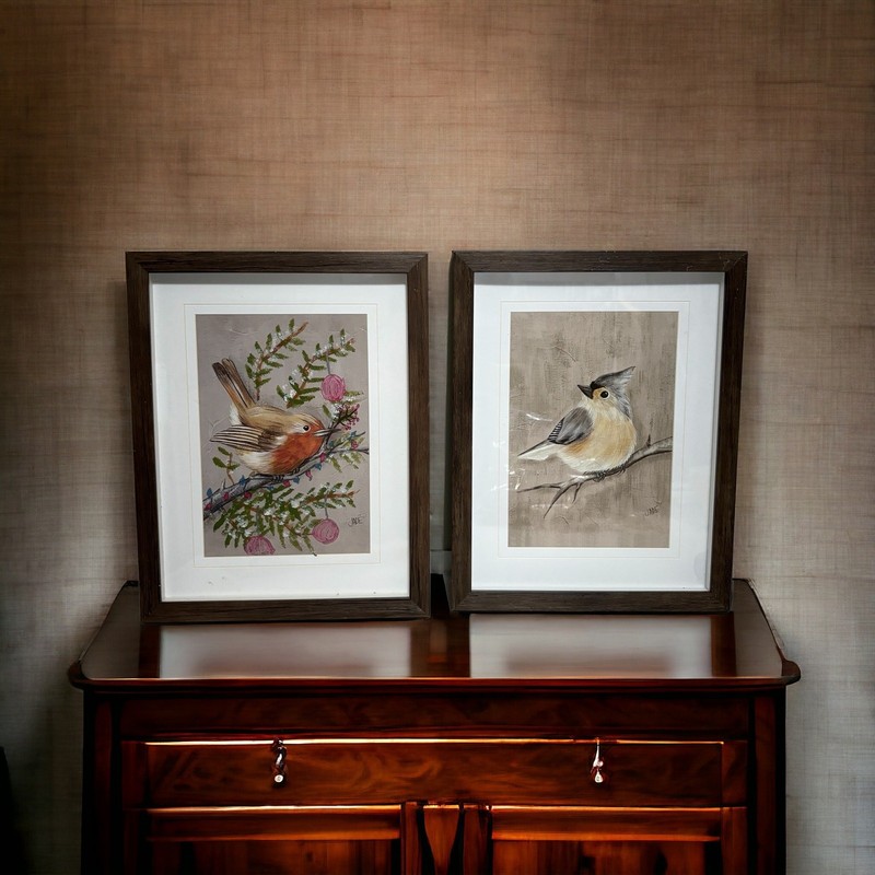 Jade Reynolds 2 Framed Bird Themed Art Prints 13 X 10″ Wall Home Decor
