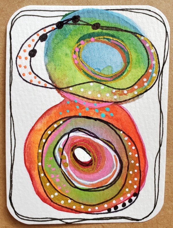 Original ACEO ATC Mixed Media Abstract Art Card#19 OOAK Signed 2.5″ x 3.5″