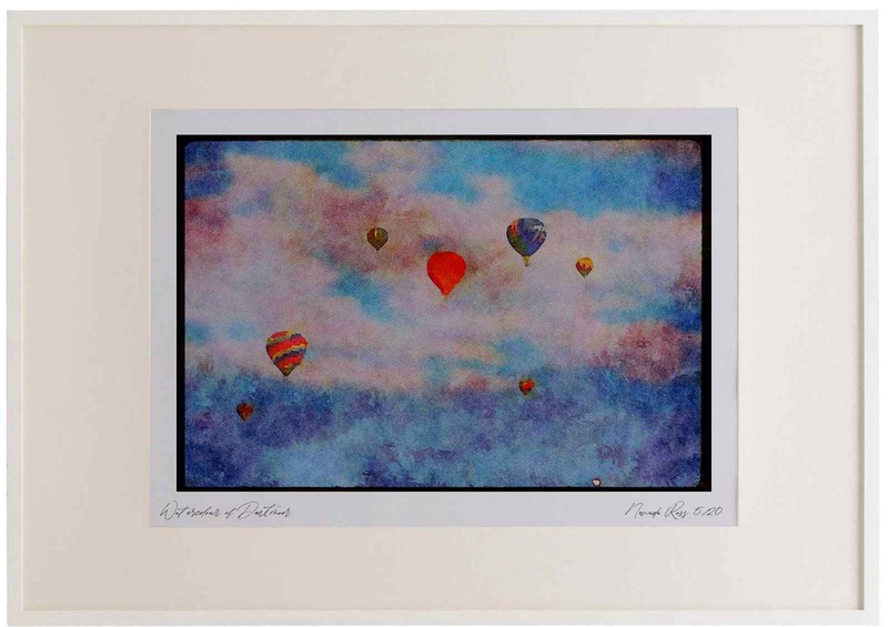 528000 Balloon Group In Flight Watercolour Picture Frame Ltd Ed A2