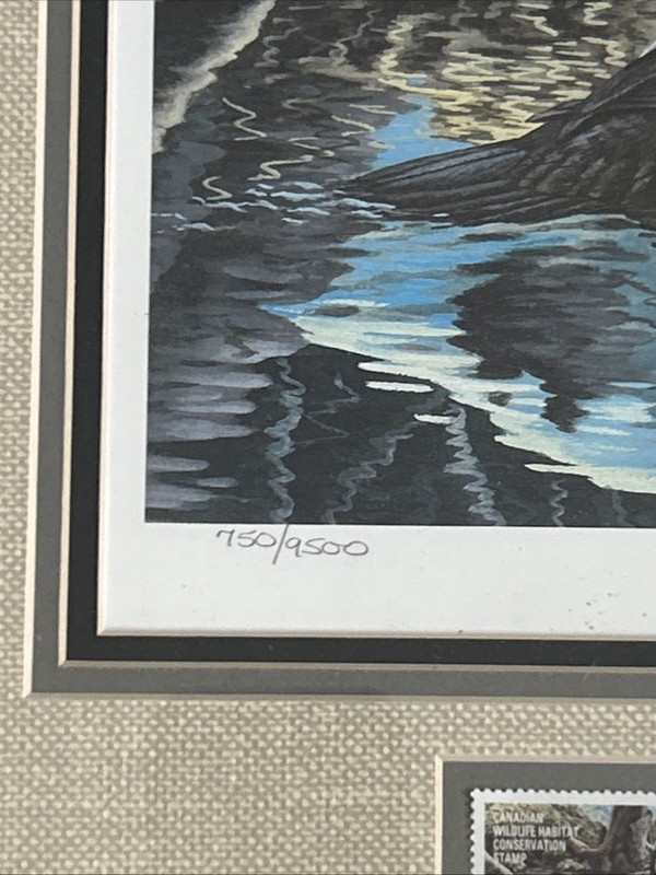 Framed 18 x 15.5 1993 Canada Hooded Merganser Signed Print & Stamp Ken Ferris gallery