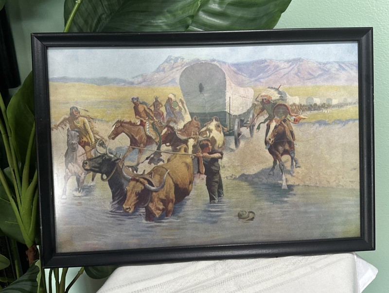 Vintage Frederic Remington The Emigrants Framed Print Litho Americana