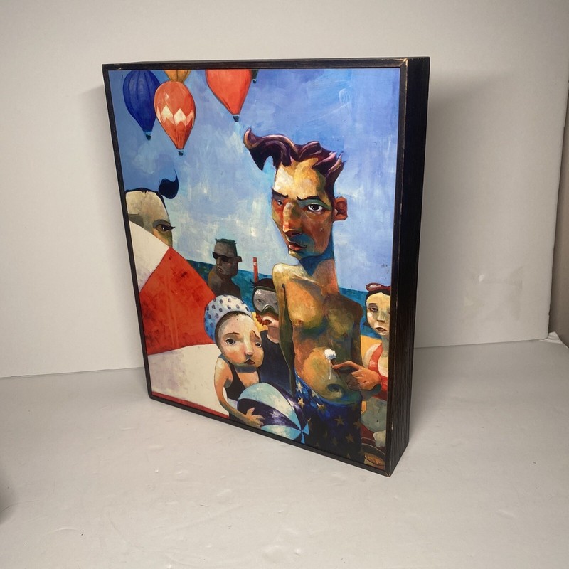 JULY Painting on Wood With Frame Beach Aaron Jasinski Rare Paint Artwork Style gallery