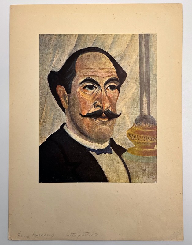 Vintage 1890 Henri Rousseau Auto Portrait with Lamp Art Print Paris 19 x 24 cm.